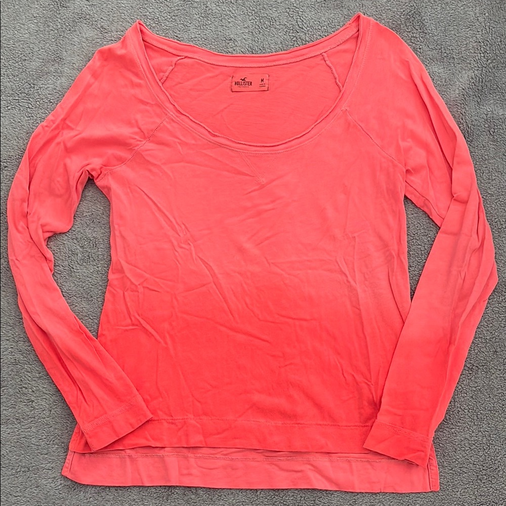 Hollister Women's Neon Orange Ombré Long Sleeve Top